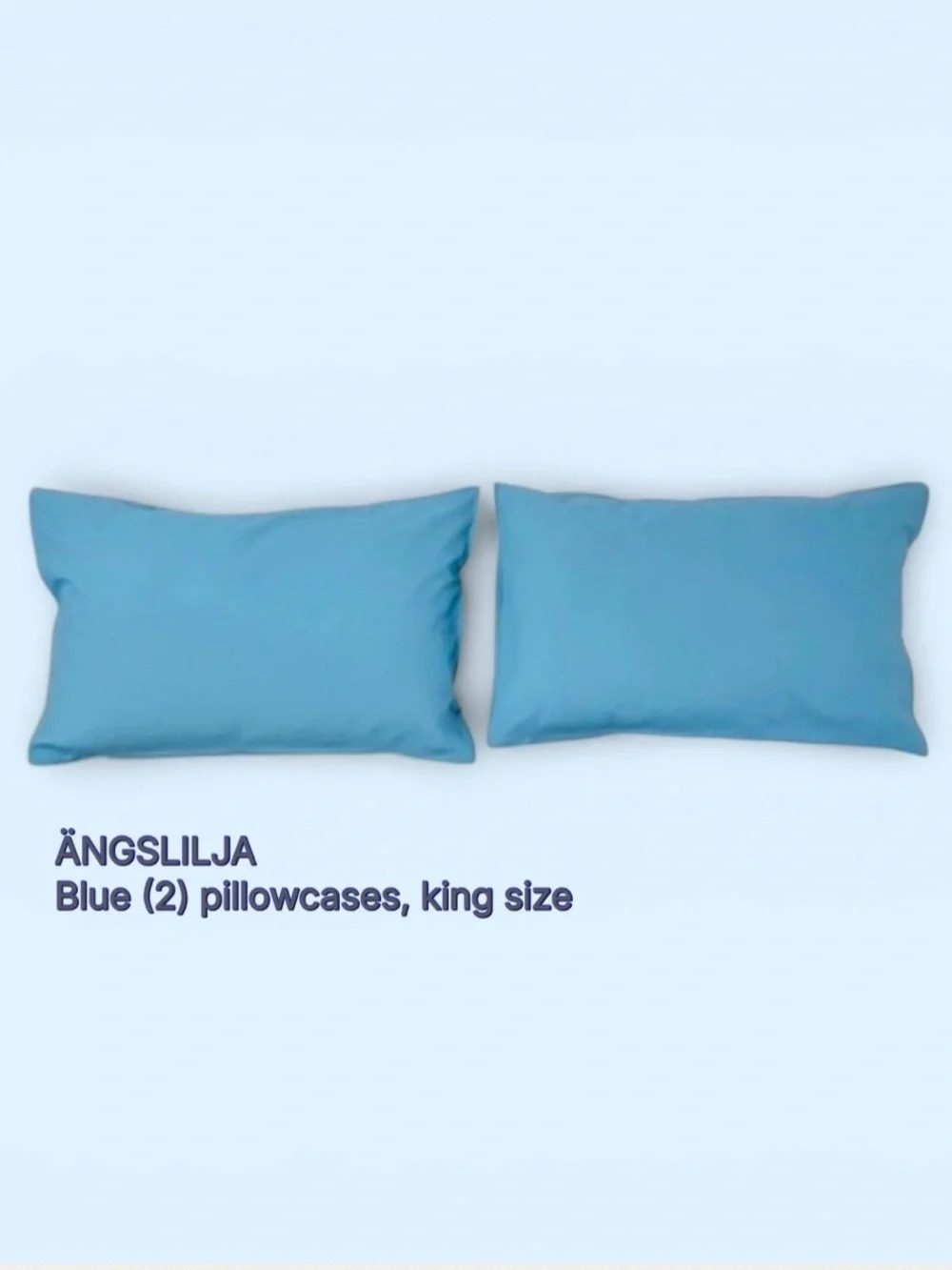 Blue Cotton Pillowcase/Shams - King Size
